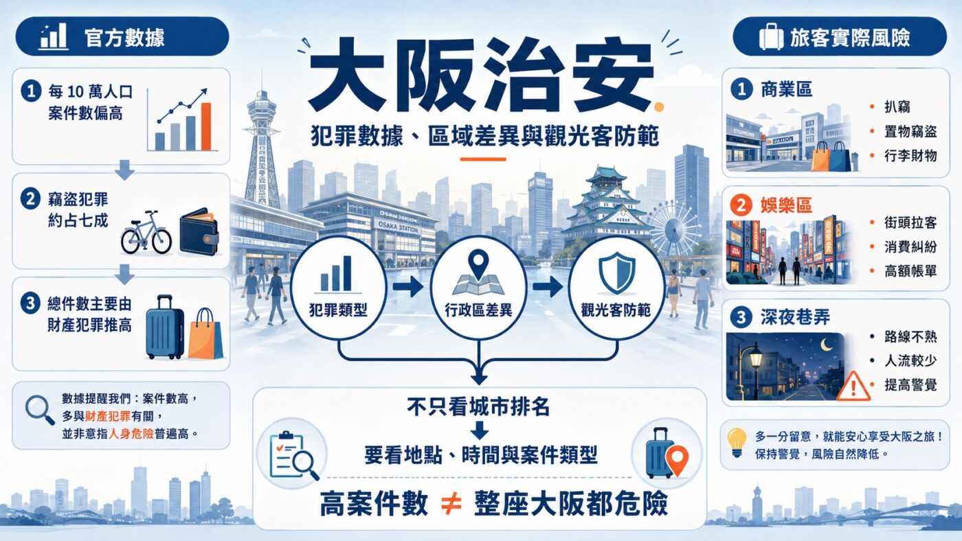 大阪治安好嗎?西成區、中央區治安與觀光客防範解析