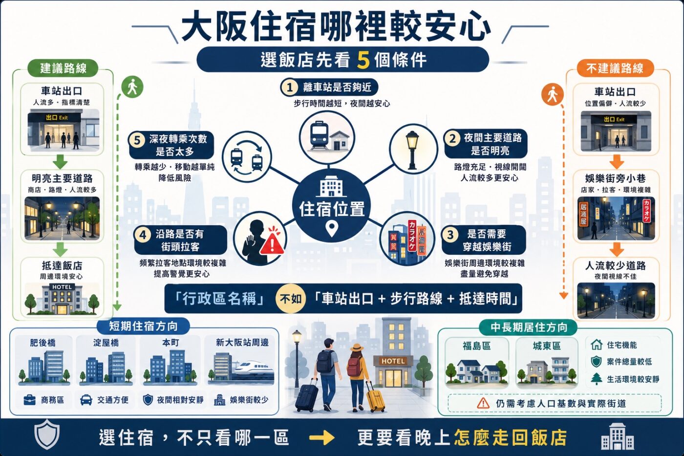 大阪住宿哪裡較安心:商務區與住宅區選擇