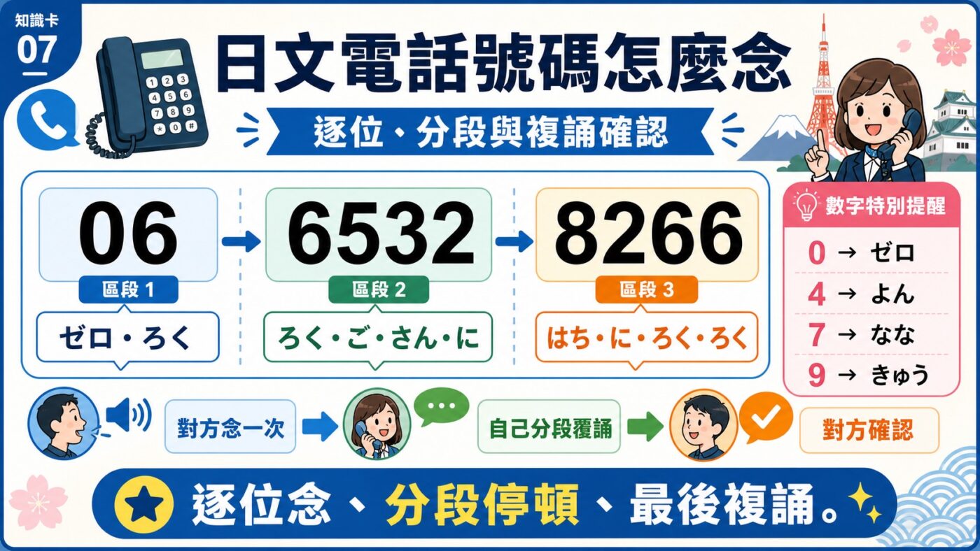 七、日文電話號碼怎麼念與確認