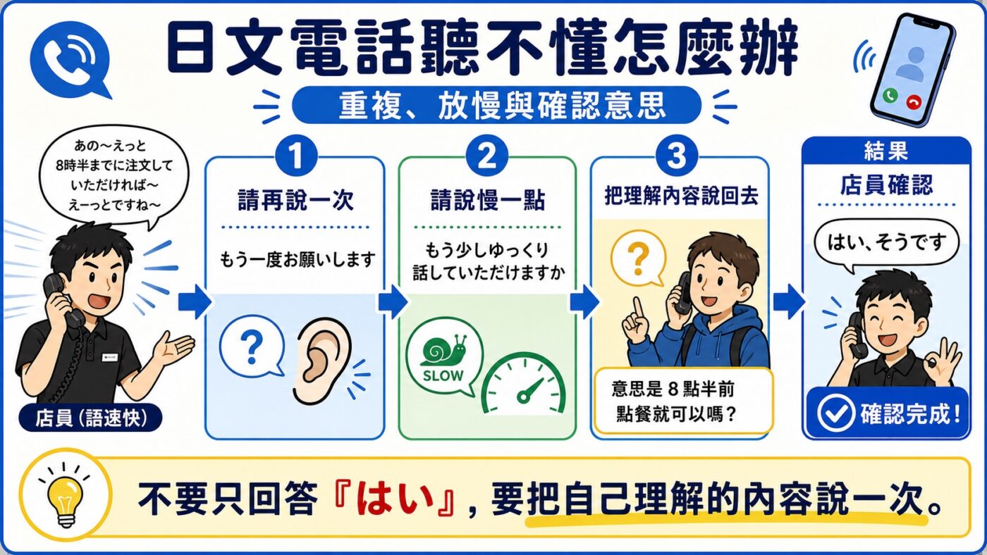 八、日文電話應對與聽不懂時怎麼辦