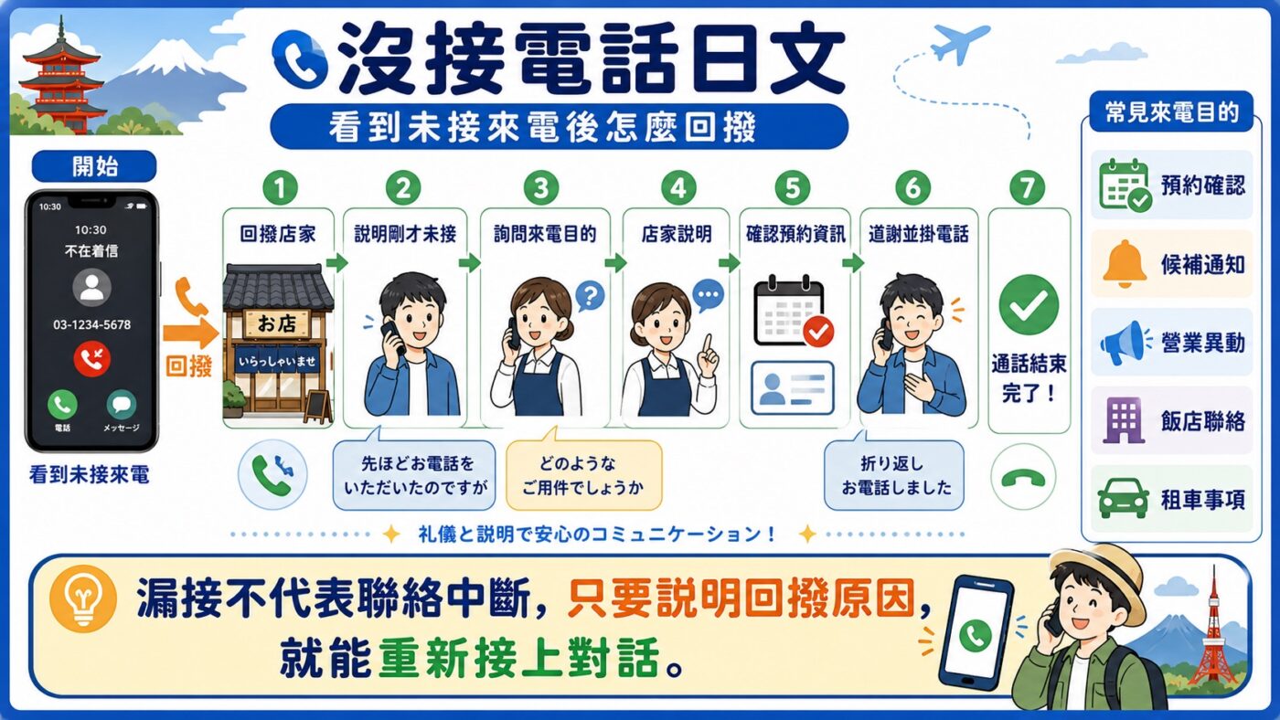 九、沒接電話日文與回撥說法