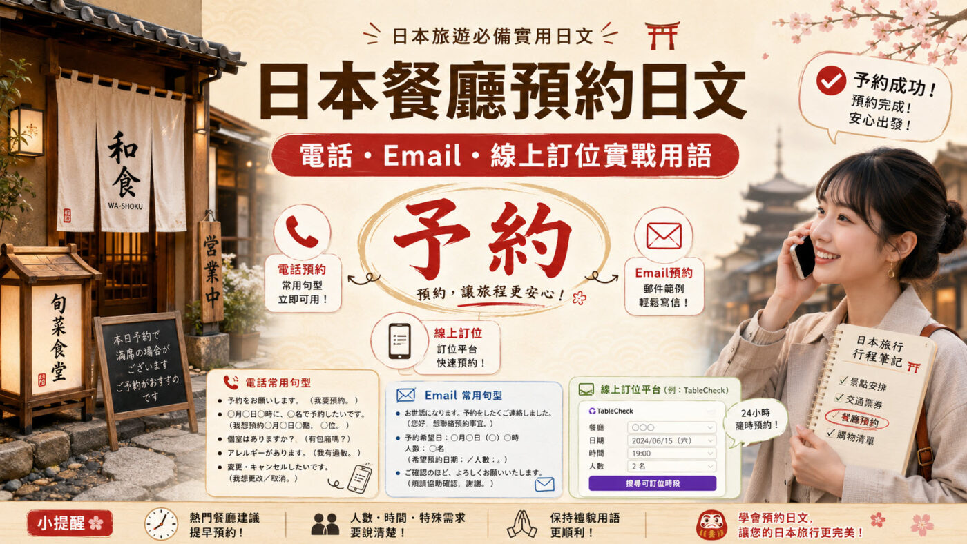 日本餐廳預約日文：電話、Email 常用句型與實戰用語