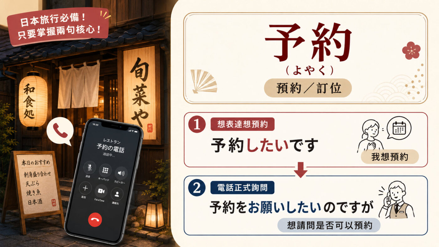 一、日本餐廳預約日文怎麼說