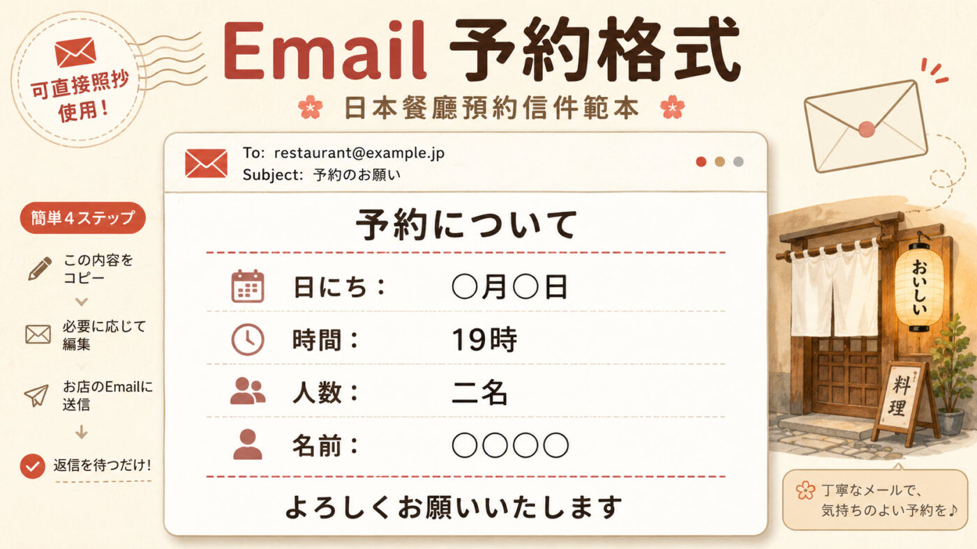 四、Email 與網路預約日文範本