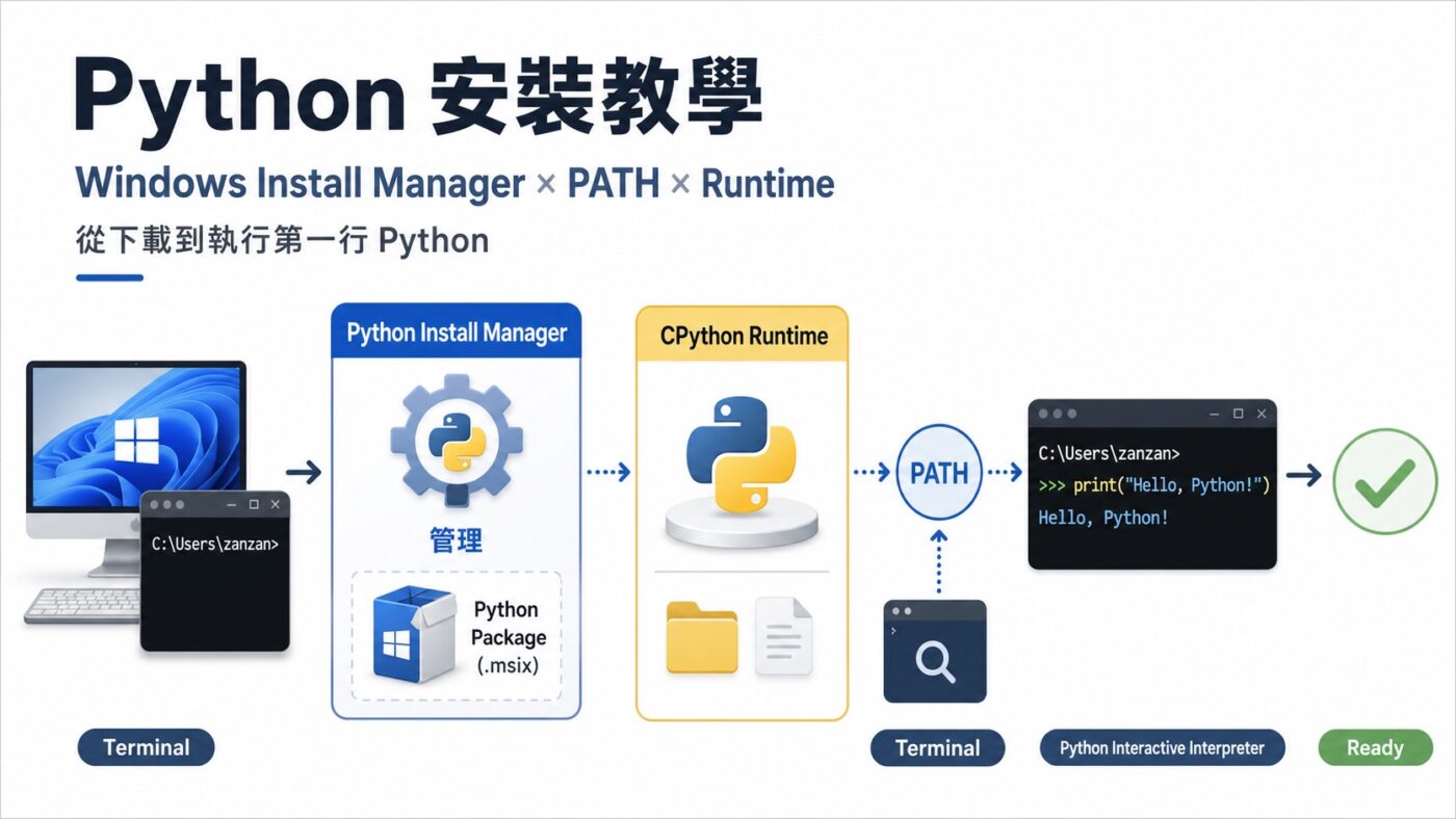 Python 安裝教學：Windows Install Manager、PATH 與版本確認