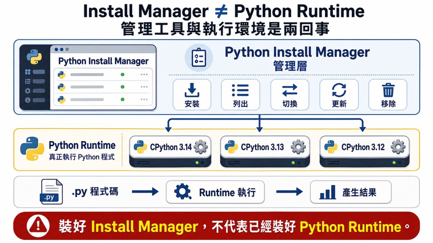 Install Manager 與 CPython 是兩回事重點整理