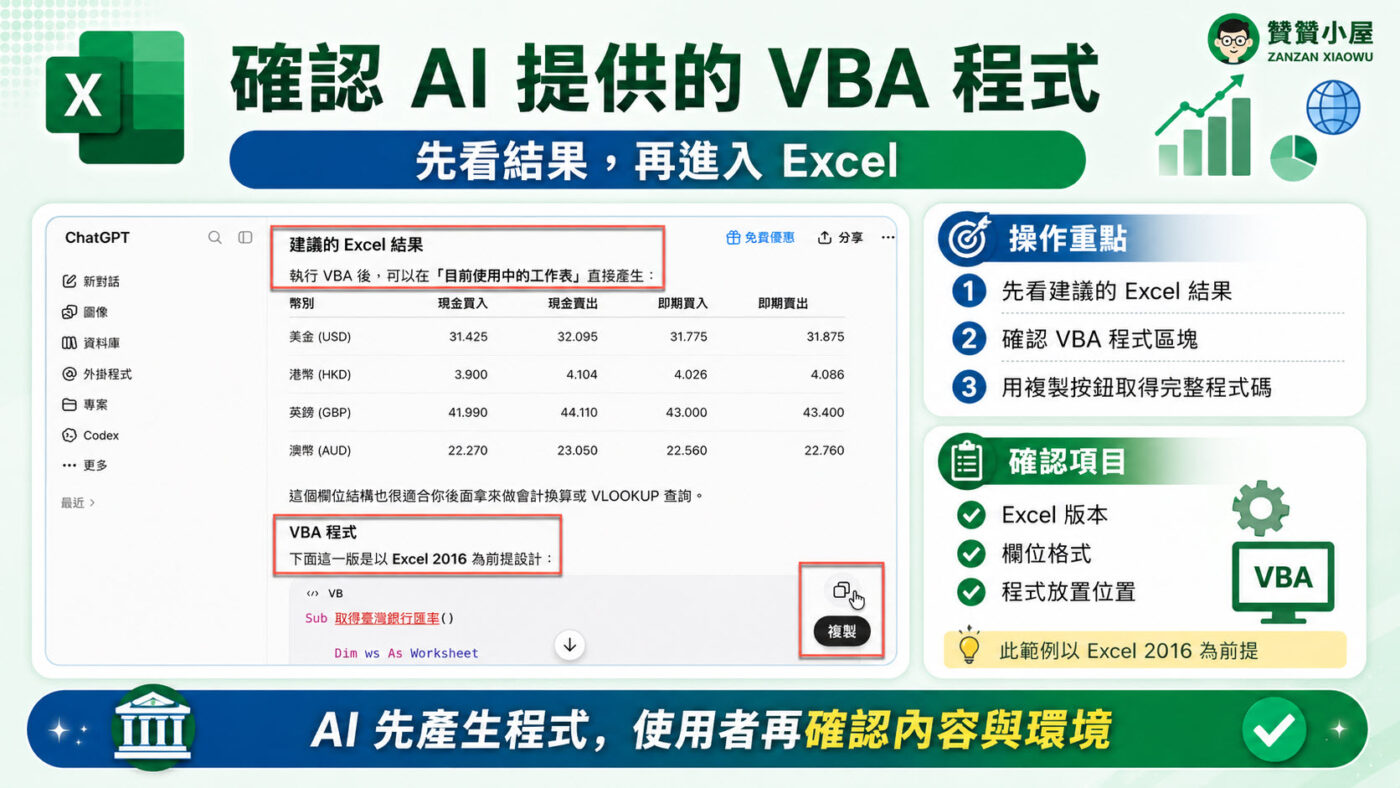 確認 AI 提供的 VBA 程式與使用環境重點整理