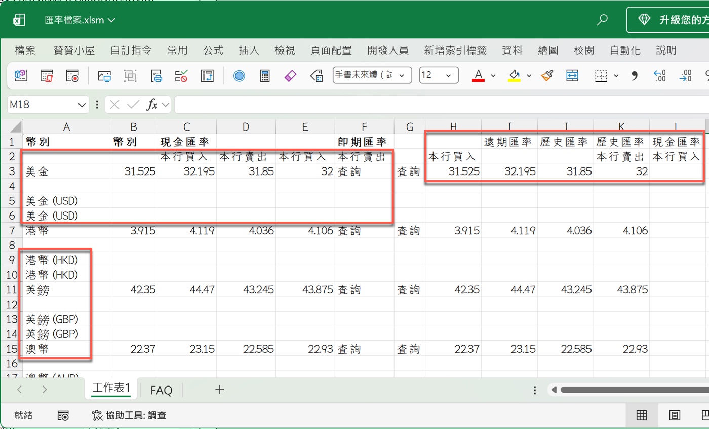 原始 VBA 抓到資料，但表格仍不乾淨