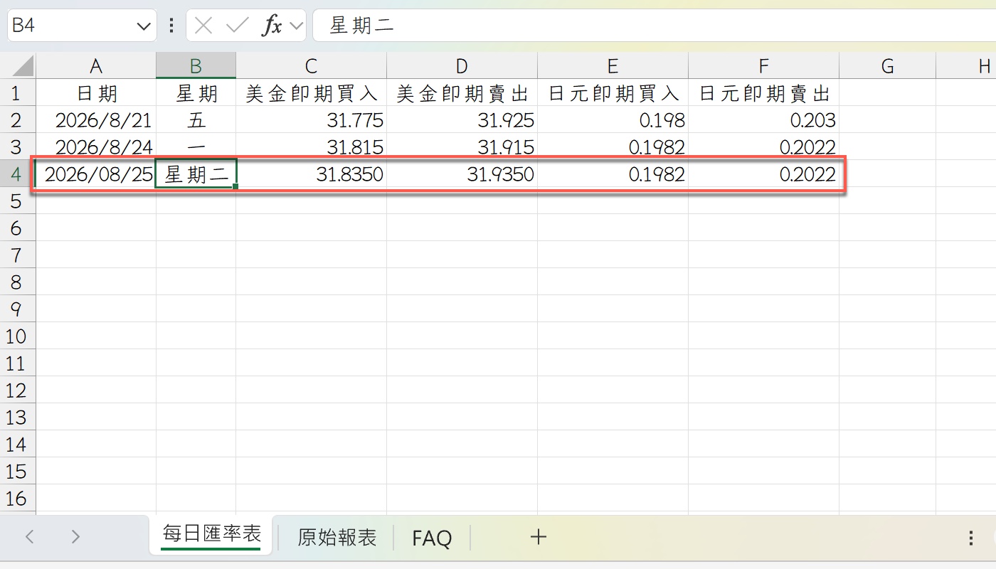 六、一次自動產生原始報表與每日匯率紀錄2