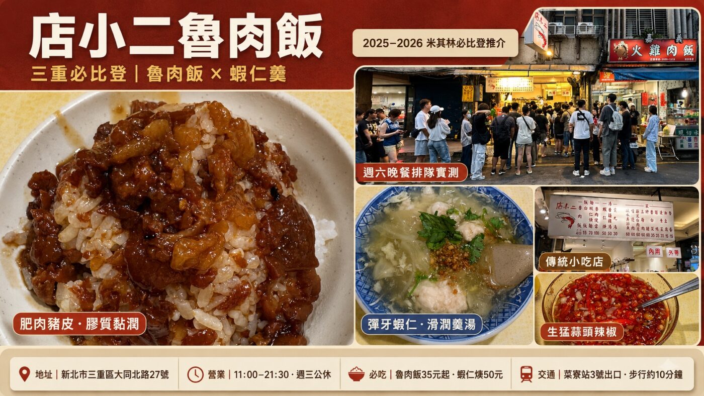 店小二魯肉飯:三重巷弄裡的米其林必比登魯肉飯與蝦仁羹
