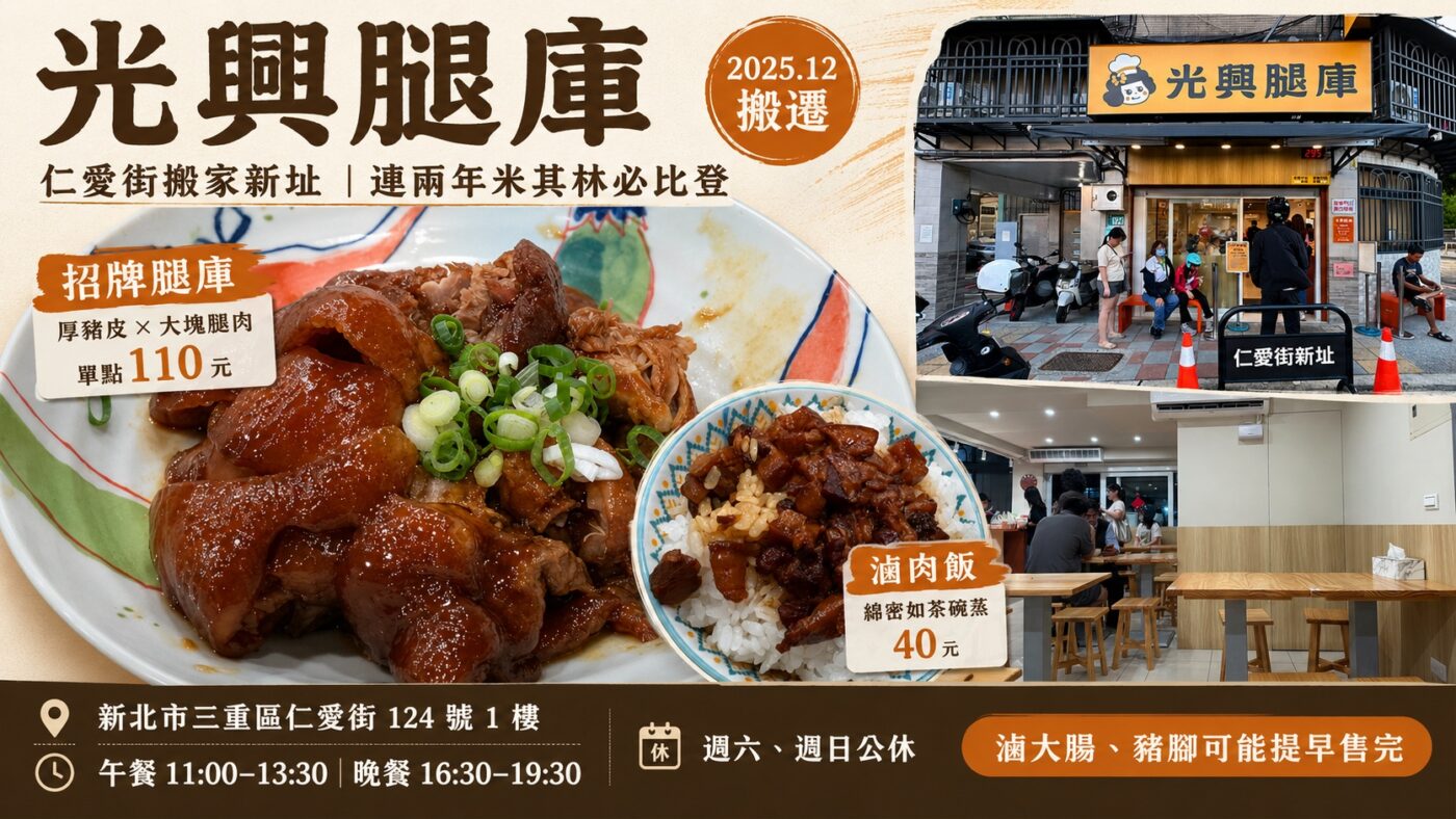 光興腿庫搬家新址:仁愛街菜單、腿庫實吃與滷大腸售完