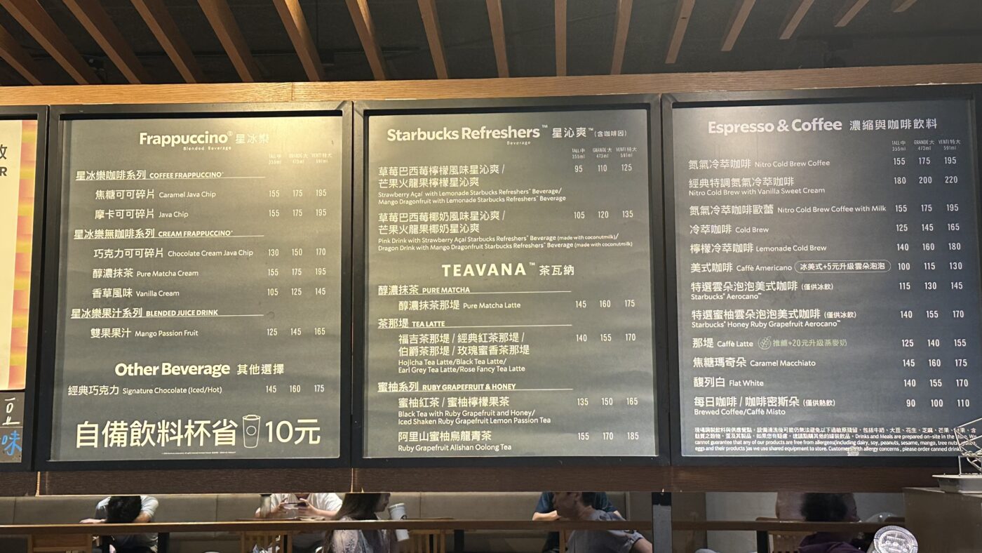 一、星巴克菜單2026：五類現場價格一覽