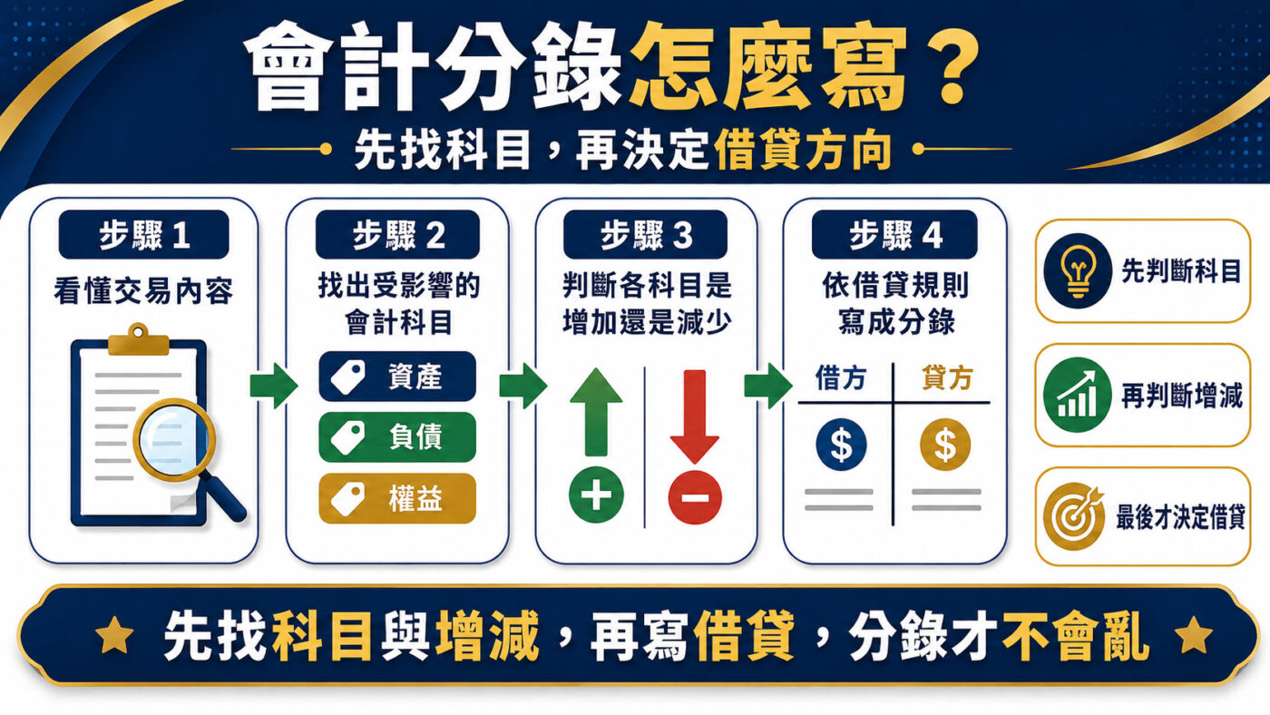 會計分錄怎麼寫?先找科目,再決定借貸方向 2