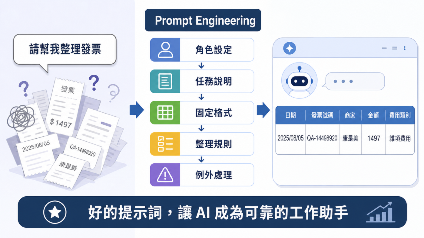 Prompt engineering 範例:用 Gemini AI 設計發票整理提示詞