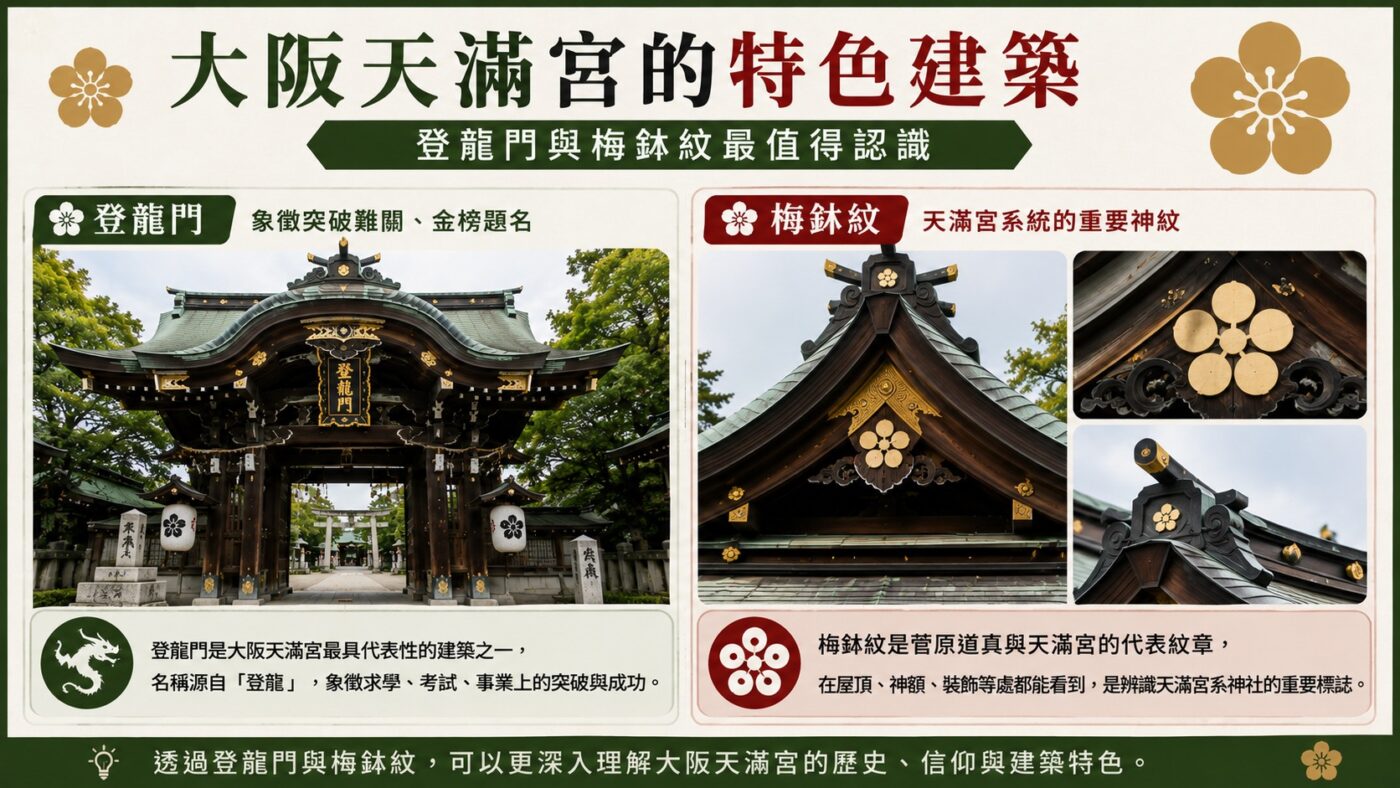 登龍門與梅鉢紋:大阪天滿宮的建築特色案例重點整理