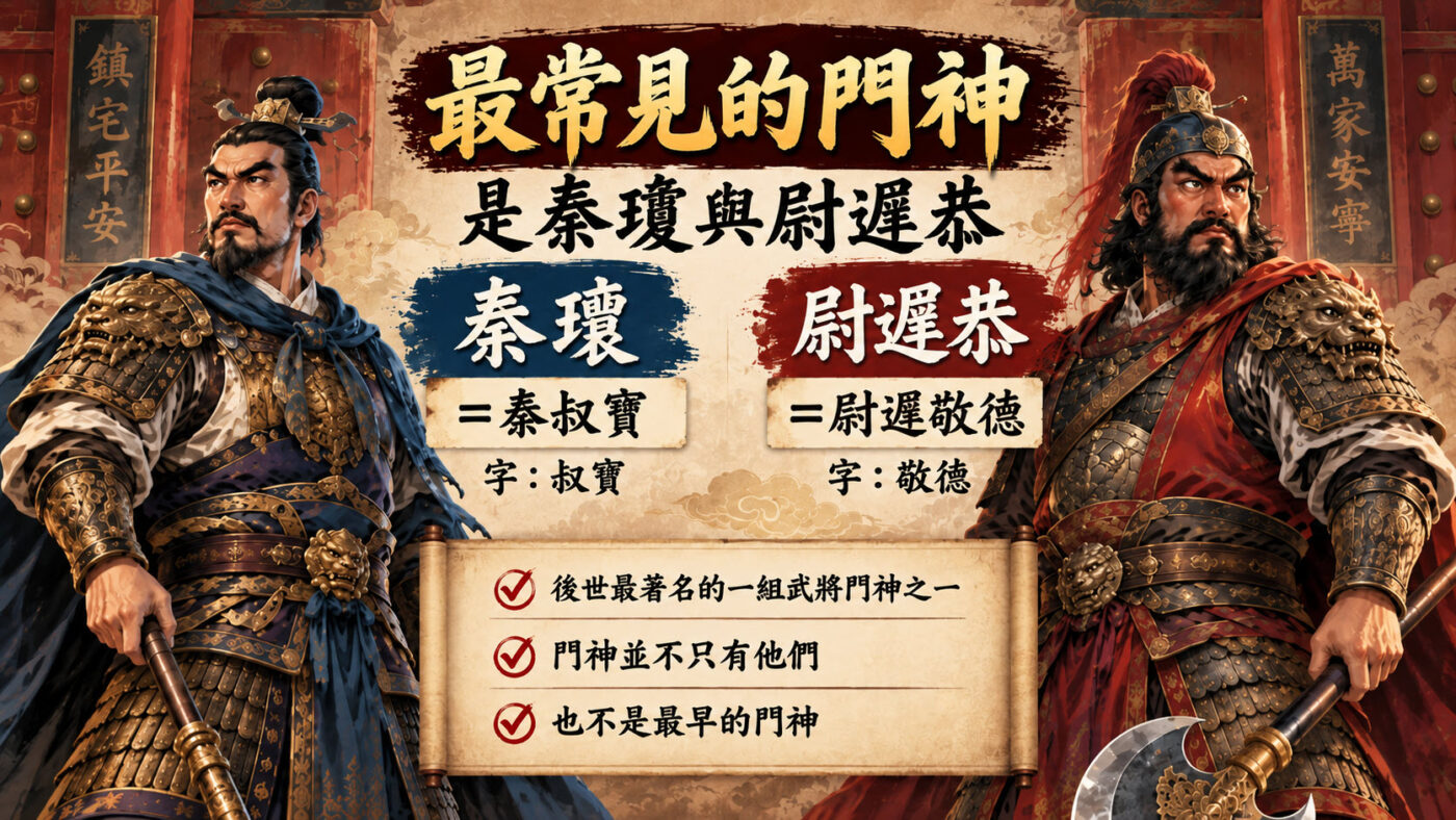 最常見的門神是秦瓊與尉遲恭 知識卡