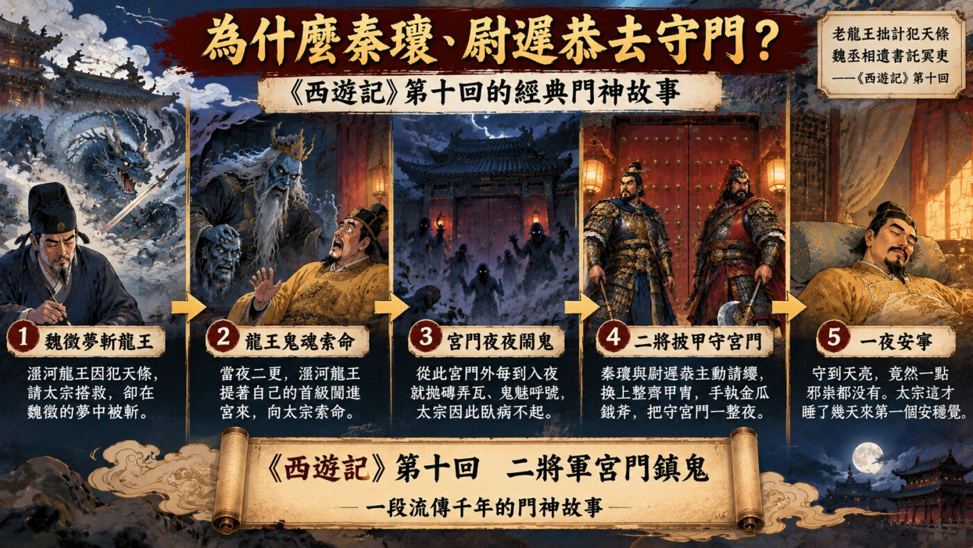 秦瓊、尉遲恭為什麼成為門神?唐太宗被涇河龍王索命 知識卡