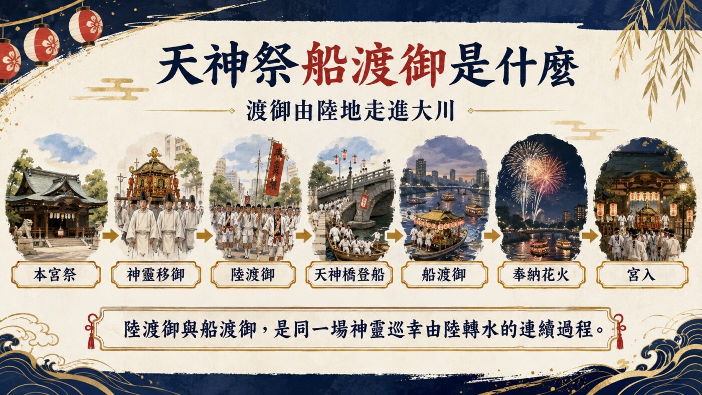 天神祭船渡御是什麼:渡御由陸地走進大川 9