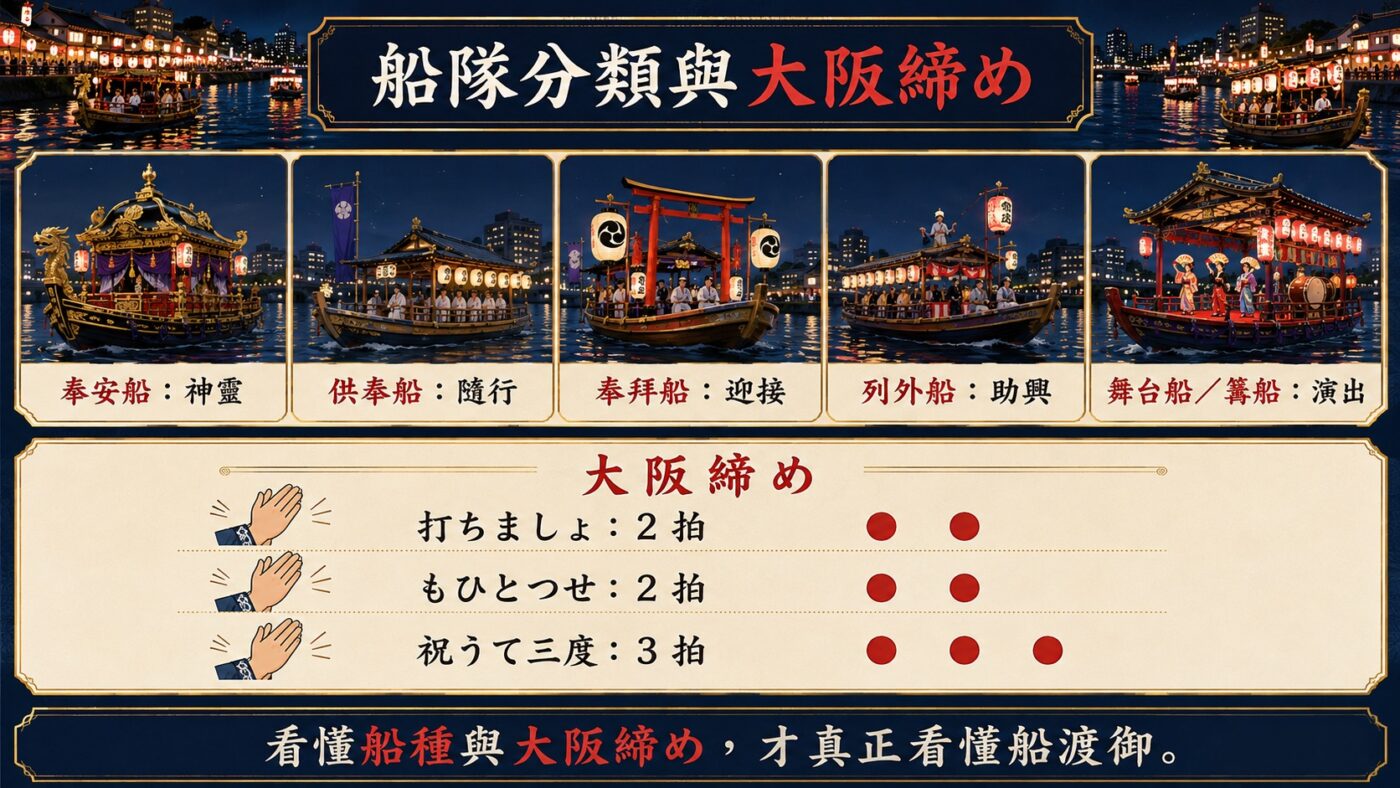 天神祭船渡御的船隊分類與大阪締め 9